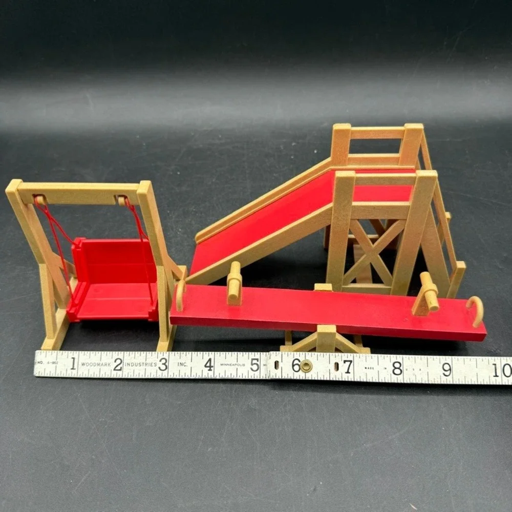 Vintage Tomy Calico Critters Sylvanian Families Playground Set Red Tan